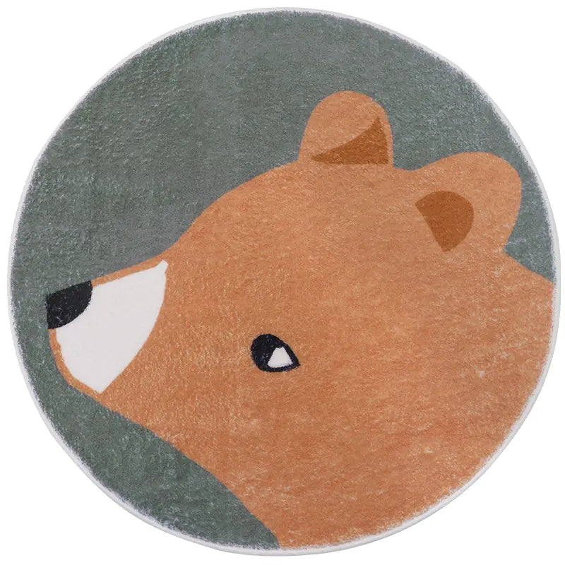 Cute Cartoon Round Area Rug for Kids' Room, Washable