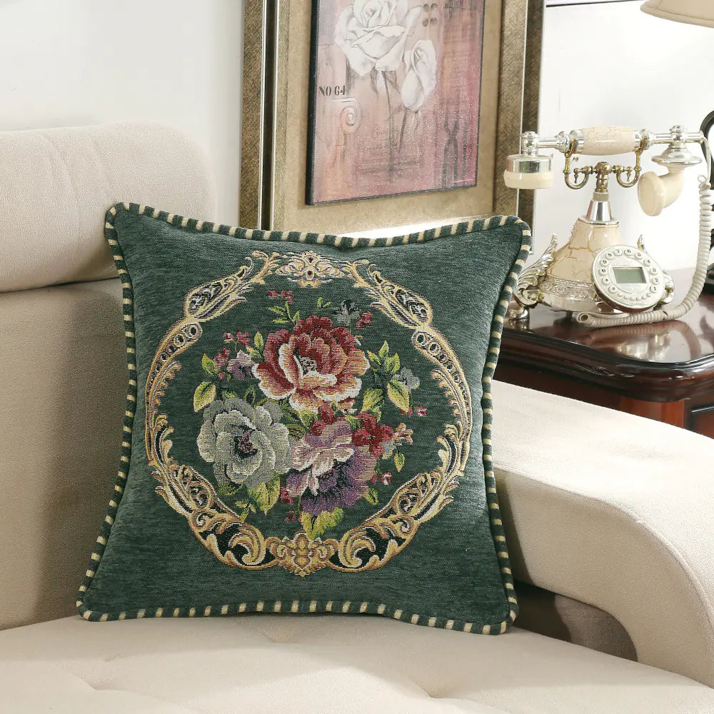 European-Style Simple Chenille Flower Pillow for Home