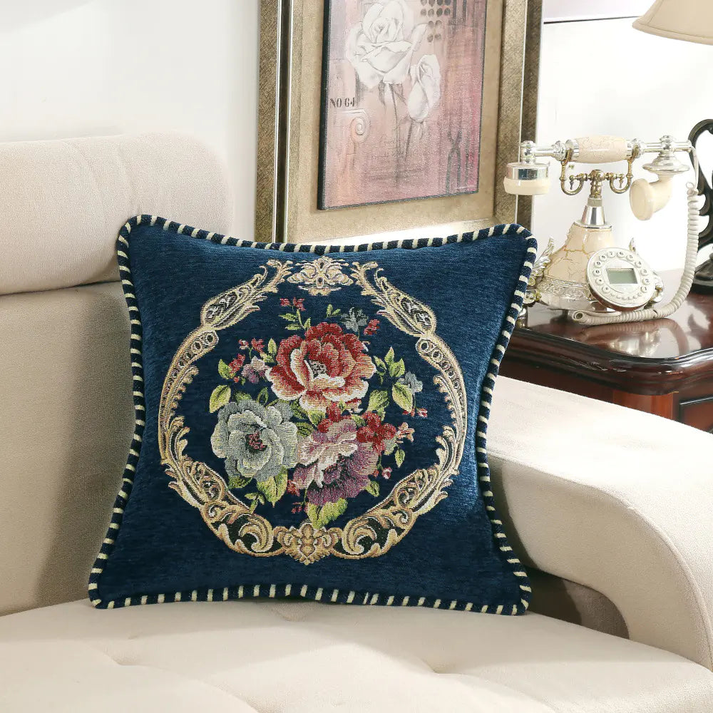 European-Style Simple Chenille Flower Pillow for Home