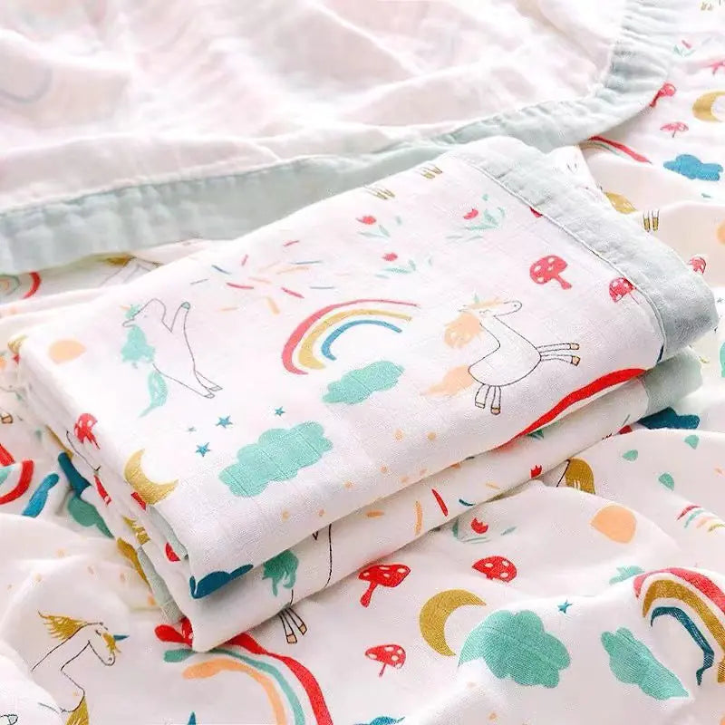 Bamboo Cotton 4-Layer Muslin Bath Towel and Swaddle
