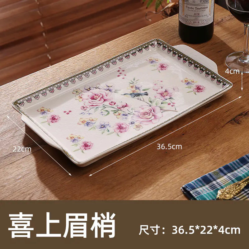 Wholesale Ceramic Tray for Home Use, Rectangular Design