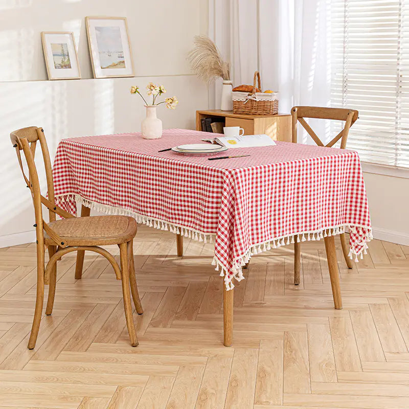 Nordic Style Rectangular Tablecloth with Tassels