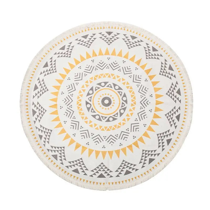 Bohemian Round Indoor Rug - Soft Washable Area Mat