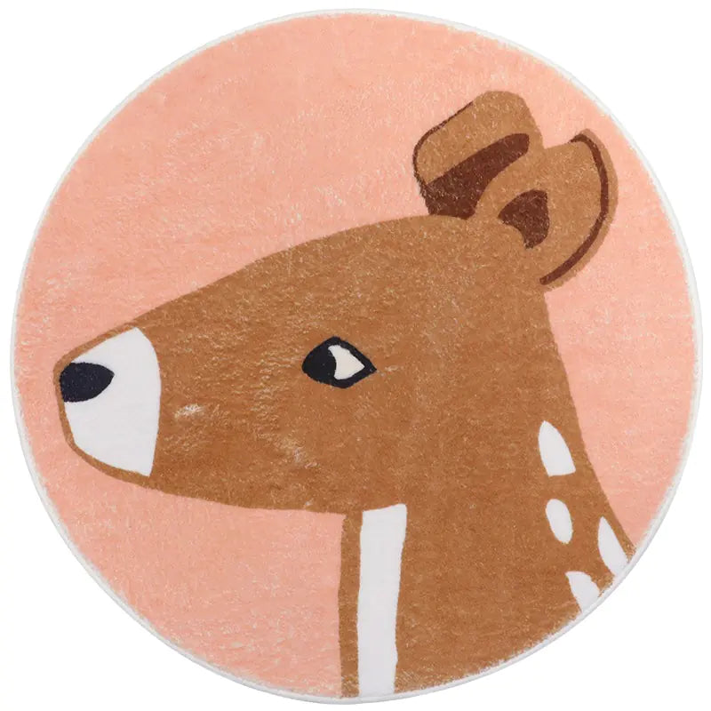 Cute Cartoon Round Area Rug for Kids' Room, Washable