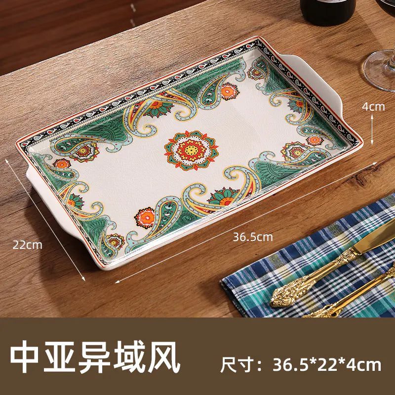 Wholesale Ceramic Tray for Home Use, Rectangular Design