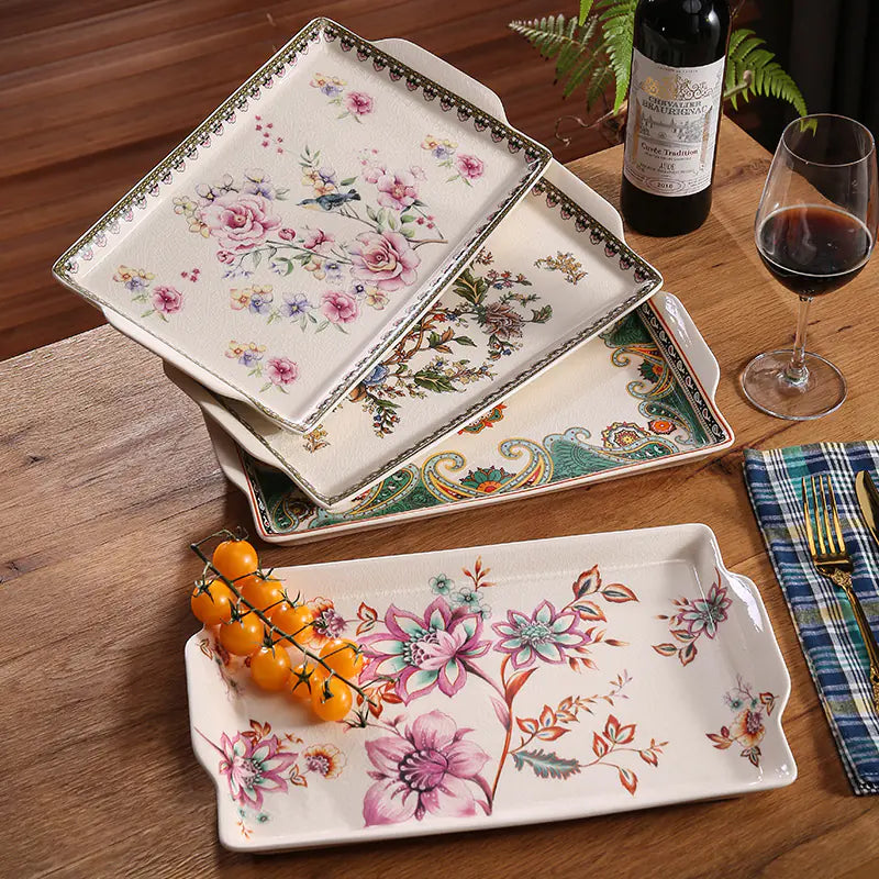 Wholesale Ceramic Tray for Home Use, Rectangular Design