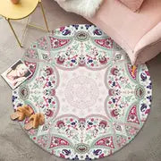 Bohemian Golden Round Rug - Vintage Washable Carpet