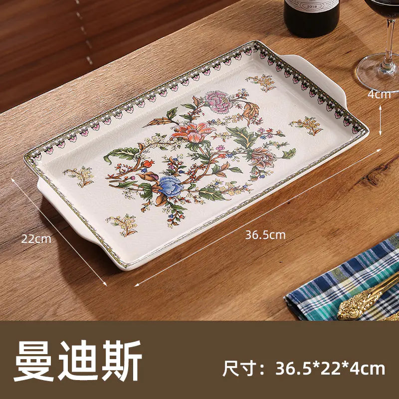 Wholesale Ceramic Tray for Home Use, Rectangular Design