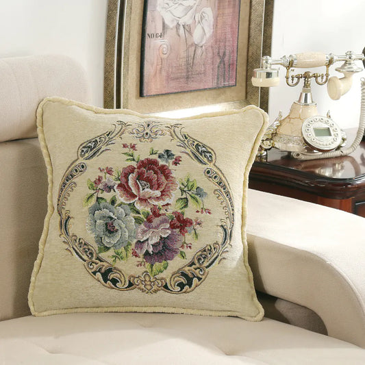 European-Style Simple Chenille Flower Pillow for Home