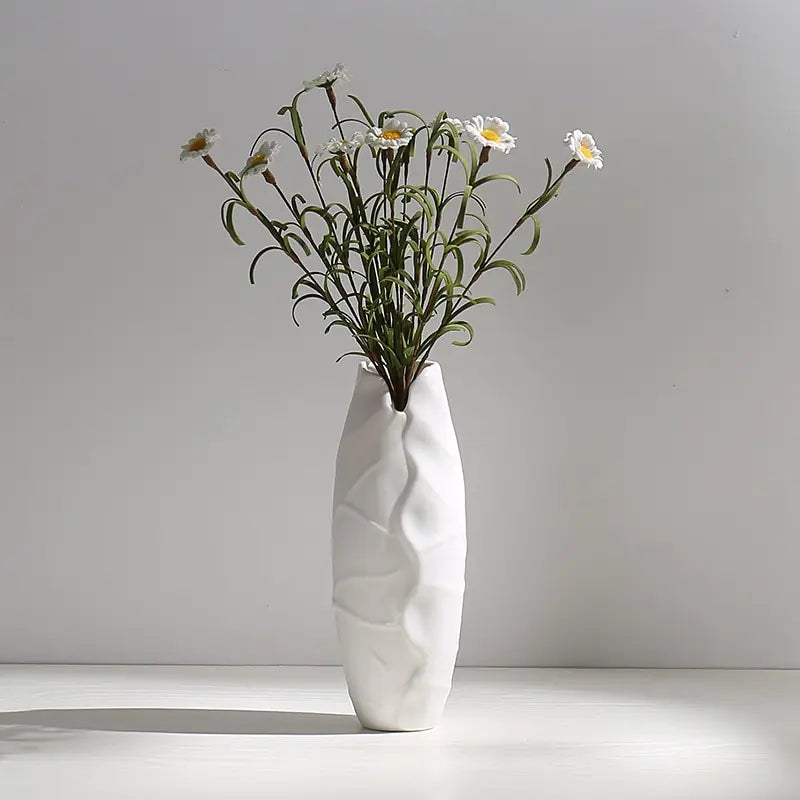 Modern Minimalist White Hemp Rope Ceramic Vase - Hanna's Modern