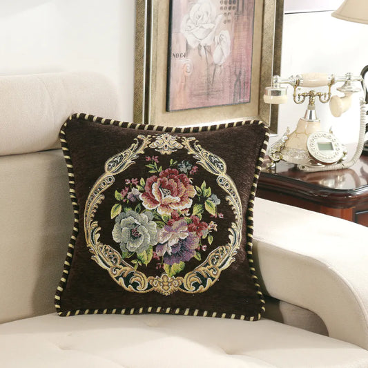 European-Style Simple Chenille Flower Pillow for Home