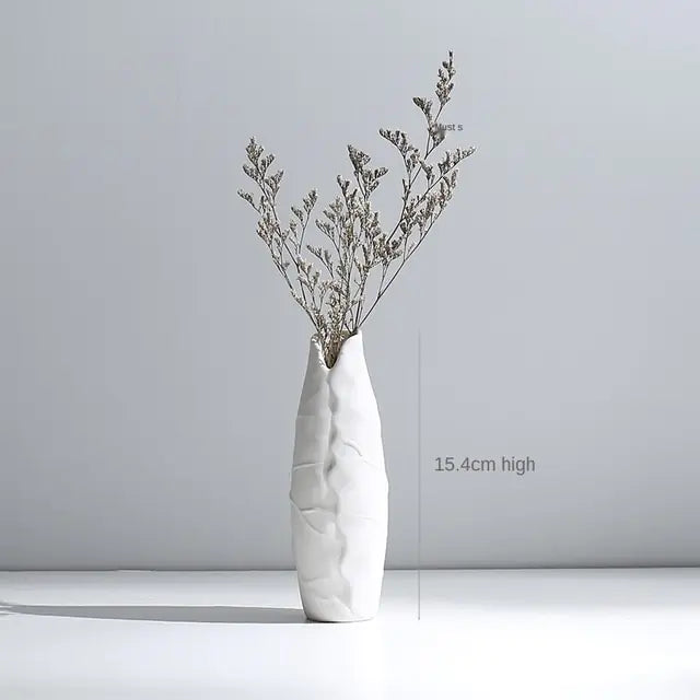 Modern Minimalist White Hemp Rope Ceramic Vase - Hanna's Modern