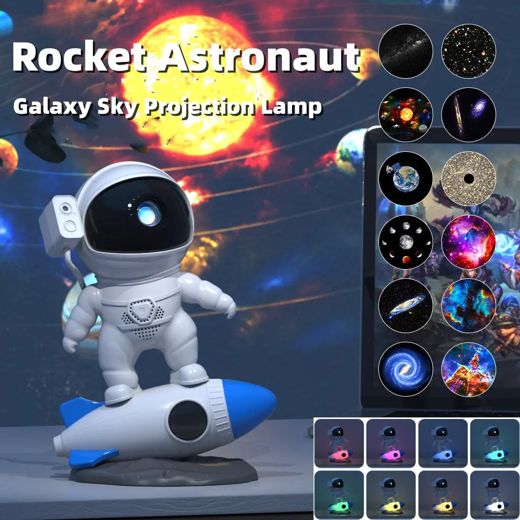 Rocket Astronaut Galaxy Starry Sky Projector Lamp Desktop - Hanna's Modern